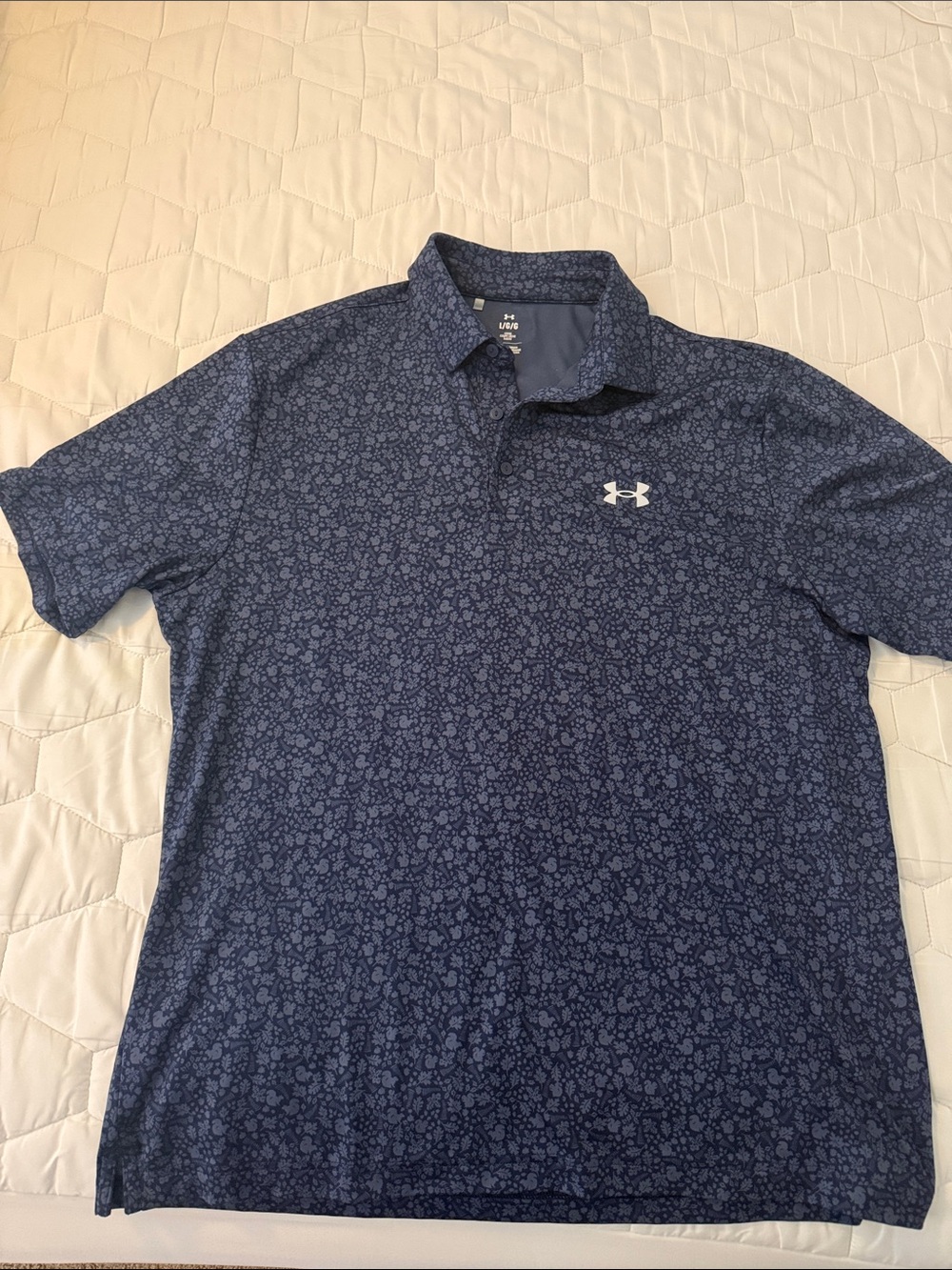 Under Armour Navy Floral-Print Performance Polo